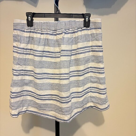 J. Crew Linen Blue White Stripe Drawstring Mini Skirt - Picture 8 of 10